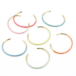 (52) Непрозрачная лаванда Скрученный браслет-манжета из латуни с эмалью, настоящий позолоченный открытый браслет для женщин 18k, без никеля , разноцветные, внутренний диаметр: 2-3/8 дюйм (5.95 см)