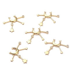 Golden Brass Micro Pave Cubic Zirconia Pendants, Long-Lasting Plated, Star, Golden, 27x33x2.6mm, Hole: 1mm
