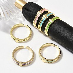 (52) Непрозрачная лаванда Кольца-манжеты из латуни с микропаве из прозрачного кубического циркония и эмалью для женщин, без кадмия, без никеля и без свинца, реальный 18 k позолоченный, разноцветные, внутренний диаметр: регулируемый