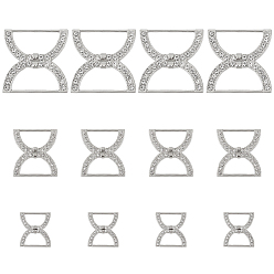 Платина 12 шт 3 стили сплав стразы нижнее белье ремень регулировка пряжки, обруч для ползунка бюстгальтера, двойная форма d, платина, 27~49.5x24~50x3~3.8 мм, отверстие : 8.5~36x15.8~16.5 мм, 4 шт / стиль