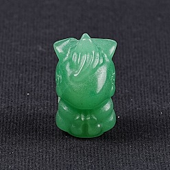 Зеленый Авантюрин Натуральный зеленый авантюрин, резные статуэтки единорога, статуи для украшения рабочего стола для домашнего офиса, 20x35 мм
