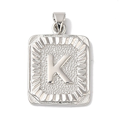 Letter K Стойки обшивки латунные подвески, долговечный, без свинца и без кадмия, квадрат с подвесками в виде букв, Письмо K, 24x17x2.5 мм, отверстие : 4x3.5 мм