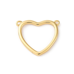 Настоящее золото 18K Подвески из латуни, без кадмия, без никеля и без свинца, сердечные ссылки, реальный 18 k позолоченный, 14x16.5x1.5 мм, отверстие : 1 мм