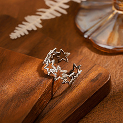 Нержавеющая Сталь Цвет 304 открытые кольца манжеты из нержавеющей стали, звезда, цвет нержавеющей стали, 20 мм