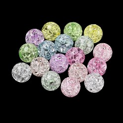 Mixed Color Transparent Crackle Acrylic Beads, Round, Mixed Color, 9.5mm, Hole: 2.5mm, about 900pcs