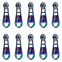 Rainbow Color 14шт. полое сердце из цинкового сплава головка молнии замена, бегунок с язычками молнии, для чемодана своими руками, пакет, одежда, Радуга цветов, 4.4 см