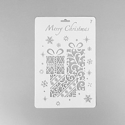 White Creative Christmas Plastic Drawing Stencil, Hollow Hand Accounts Ruler Templat, For DIY Scrapbooking, White, 25.9x17.2cm