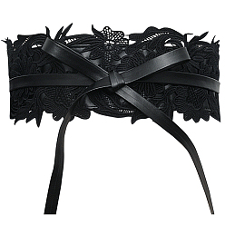 Черный Широкие цепочные ремни из искусственной кожи с цветочным кружевом, пояс со шнуровкой, старинный поясной ремень для рубашки, платья, пальто, чёрные, 695x115x3.5 мм