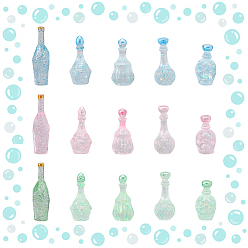 (52) Непрозрачная лаванда 30шт 15 стили фиктивная бутылка прозрачная смола кабошон, с блестками/глиттером, разноцветные, 27~41.5x12.5~18.5x12.5~16 мм, 2 шт / стиль