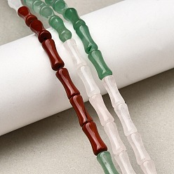 Смешанные камни Нити бусин из натурального розового кварца, зеленого авантюрина, красной яшмы, индийского агата и кварцевого кристалла, бамбуковую палку, 11.5~12x5~6 мм, отверстие : 0.7 мм, около 31 шт / нитка, 14.84'' (37.7 см)