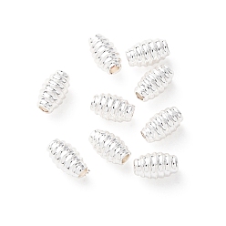 Посеребрённый Латунные бусины, баррель, долговечный, без свинца и без кадмия, стойки покрытие, 925 серебро покрытием, 5x3 мм, отверстие : 1 мм