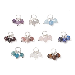 Нержавеющая Сталь Цвет 10 шт 10 стили природных смешанных драгоценных камней подвески, подвески в виде граненого куба, латуни и 304 результатов из нержавеющей стали, цвет нержавеющей стали, 9x4x4 мм, Перейти кольцо: 6x1 мм, внутренний диаметр: 4 мм, 1 шт / стиль