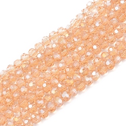 Перу Прозрачные стеклянные бусины, граненые, плоско-круглые, Перу, 4~5x3~4 мм, отверстие : 0.5 мм, около 85~90 шт / нитка, 12.40~12.80 дюйм (31.5~32.5 см)