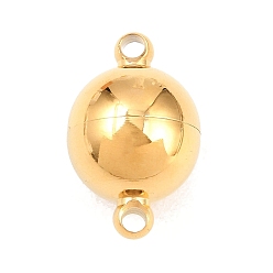 Golden 304 Stainless Steel Magnetic Clasps, Round, with Loops, Round Hole, Ion Plating(IP), Long-Lasting Plated, Golden, 22x14x14mm, Hole: 2mm