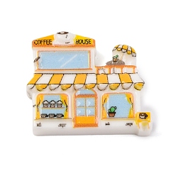 Золотистый Кофейня непрозрачная смола магазин декоден кабошоны, золотые, 24x28.5x6 мм