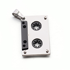 Bronze Pendentifs à cassette bicolore 304 en acier inoxydable, rectangle, couleur gris anthracite et d'acier inoxydable, 34x21x5mm, Trou: 4.5x9.5mm