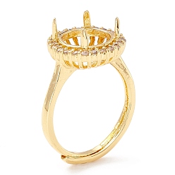 Золотой Латунный кубический цирконий регулируемые компоненты кольца-солитера, 4 настройки кольца зубца когтя, долговечный, без кадмия и без свинца, плоско-круглые, золотые, лоток : 8.5 мм, 2.5 мм, размер США 7 1/2 (17.7 мм)