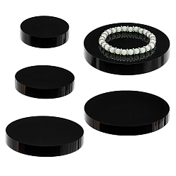 Черный 4 шт. 4 стили акриловые подставки для косметики, плоско-круглые, чёрные, 6~12.05x1.4~1.45 см, 1 шт / стиль