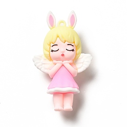 Желтый Подвески из пвх в форме ангела, желтые, 70.5x41.5x22.5 мм, отверстие : 3 мм