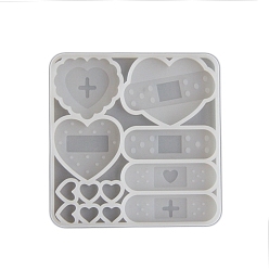 Белый Силиконовые формы, формы для литья смолы, для уф-смолы, эпоксидная смола, сердце, белые, 92x92x5 мм