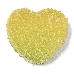 Светло-хаки Смола декодирует кабошоны, имитация конфеты, два тона, градиент цвета, сердце, светлый хаки, 15.5x17x6 мм