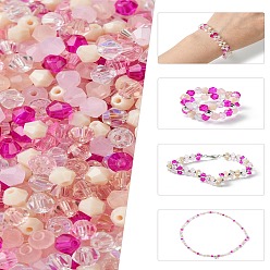 Фуксиновый Стеклянные бусины смешанных стилей, граненые, двухконусные, красно-фиолетовые, 4x4 мм, отверстие : 1 мм, о 500 шт / комплект