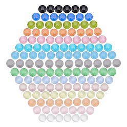 Mixed Color 180Pcs 15 Colors Cat Eye Cabochons, Half Round, Mixed Color, 10x2~3mm