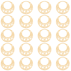 Настоящее золото 14K 20шт. 304 филигранные соединительные элементы из нержавеющей стали, лазерная резка, плоско-круглые, реальный 14 k позолоченный, 15x0.5 мм