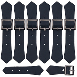 Noir 8 Boucles à bascule cousues en cuir PU, attaches de manteau, avec boucles en alliage, noir, 74x27x7mm