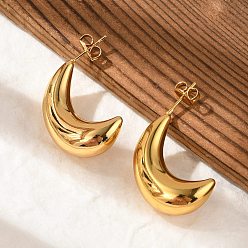 Золотой 304 из нержавеющей стали серьги, луна, золотые, 24.5x10 мм