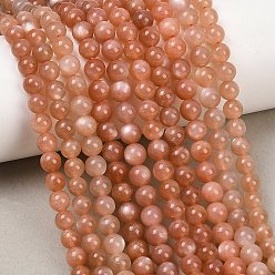 Солнечный Камень Натуральный Sunstone бисер пряди, гладкий круглый, 6~6.5 мм, отверстие : 0.6 мм, около 61~66 шт / нитка, 14.76''~15.16'' (37.5~38.5 см)