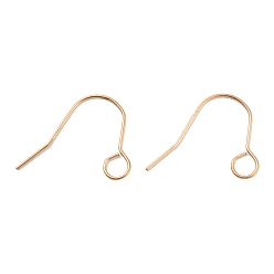 Rose Gold 304 Stainless Steel Earring Hooks, Ear Wire with Horizontal Loop, Rose Gold, 20 Gauge, 24x29x1mm, Hole: 5mm, Pin: 0.8mm