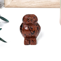 Красный Обсидиан Резные фигурки пингвинов из натурального красного дерева и обсидиана, для украшения рабочего стола домашнего офиса, 30x40 мм