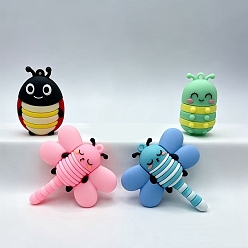Mixed Color PVC Plastic Pendants, Insects Chamrs, Mixed Color, 46.5~60.5x26.5~55x19.5~23.5mm, Hole: 2mm