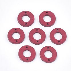 Crimson Painted Poplar Wood Links, Donut, Crimson, 18x2.5mm, Hole: 1.6mm