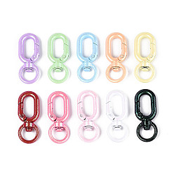 (52) Непрозрачная лаванда Карабинные застежки из сплава, окрашенные распылением, овальные, без кадмия и без свинца, разноцветные, 39~40x16x7 мм