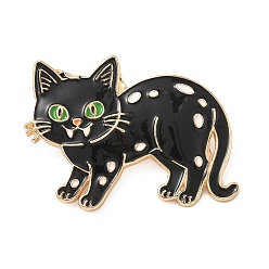 Cat Shape Эмалированные булавки на Хэллоуин, булавки из сплава для лацканов одежды рюкзака, форма кошки, 30.5x41 мм