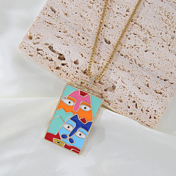 Разноцветный Латунные эмалевые прямоугольники с подвесками в форме кошек, золотые, красочный, 17.72 дюйм (45 см)