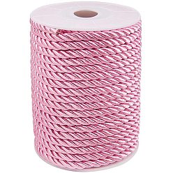 Бледно-Розовый Полиэфирного корда, витой шнур, розовый жемчуг, 5 мм, около 18~19 ярдов / рулон (16.4 м ~ 17.3 м / рулон)