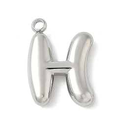Letter H 304 начальные подвески из нержавеющей стали, цвет нержавеющей стали, Письмо ч, 16~18x6~18x3 мм, отверстие : 1.8 мм