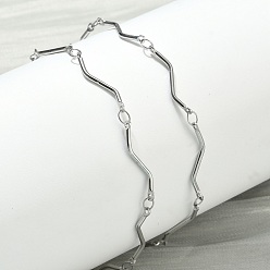 Нержавеющая Сталь Цвет 304 ожерелья-цепочки из нержавеющей стали с волнистыми звеньями, цвет нержавеющей стали, 16.06 дюйм (40.8 см)