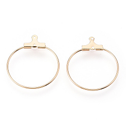 Настоящее золото 18K Латунные подвески, долговечный, без никеля , открытый круг / кольцо, реальный 18 k позолоченный, 26x24x1.5 мм, отверстие : 1 мм