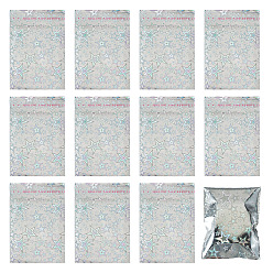 Серебро Пакеты для хранения из целлофана OPP, пакеты с самоуплотнением, прямоугольник со звездой, серебряные, 8.8~11.2x7x0.01 см