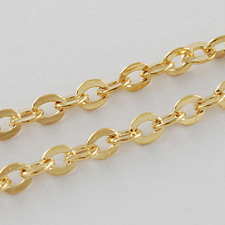 Light Gold Железо кабельные сети, несварные, с катушкой, Плоско-овальные, золотой свет, 4x3x0.8 мм, около 328.08 футов (100 м) / рулон