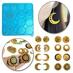 Темно-Голубой Силиконовые формы для подвески луны своими руками, формы для литья смолы, глубокое синее небо, 216x200x4 мм, отверстие : 2 мм, внутренний диаметр: 46~50x43~85 мм