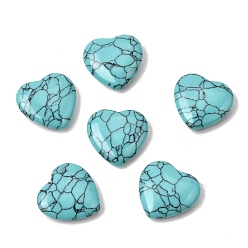 Light Blue Dyed Synthetic Turquoise Heart Love Stone, Healing Pocket Palm Stone for Reiki Balancing, Light Blue, 19.5x20~20.5x6mm