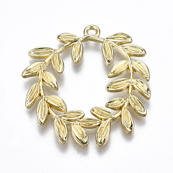 Light Gold Rack Plating Alloy Pendants, Cadmium Free & Lead Free, Olive Branch, Light Gold, 38.5x37.5x2mm, Hole: 2mm