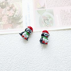 Пингвин Бусины лэмпворк , красные, пингвин, 20x14 мм