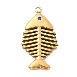 Золотой 304 из нержавеющей стали с горный хрусталь подвески, Очарование рыб, ионное покрытие (ip), золотые, 27x15x4 мм, отверстие : 1.8 мм