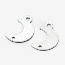 Серебро 925 стерлингового серебра ссылки, луна, с печатью s925, серебряные, 11x7x0.5 мм, отверстия : 1 mm и 1.5 мм